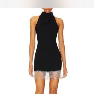Amanda Uprichard Black Sheath Mini Dress Halter Neck